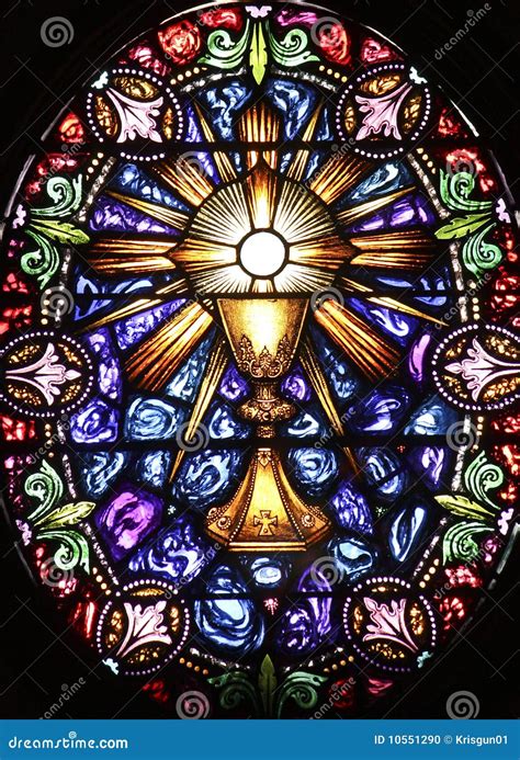 Stained Glass Window Depicting Catholic Saints Royalty Free Stock