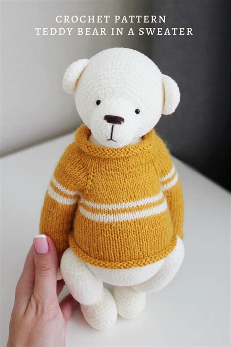 Crochet Teddy Bear In A Sweater Pattern Amigurumi Bear Crochet Pattern