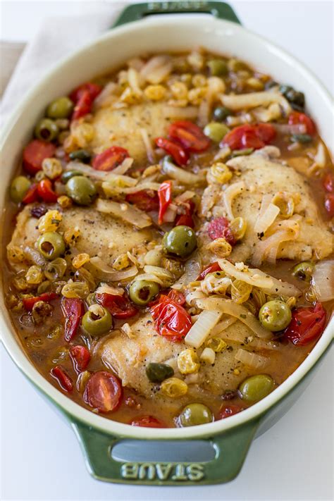 Mediterranean Chicken With Tomatoes Olives And Capers The Beach