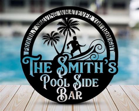 Customized Pool Bar Signs Backyard Bar Pool Metal Outdoor Surfing Beach ...