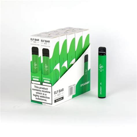 Spearmint Elf Bar 600 Puffs Disposable Vape Uk Stock Genuine New