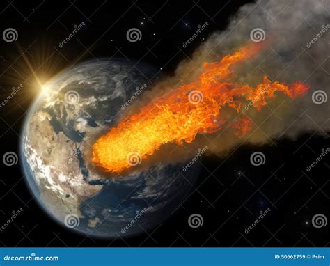 Asteroid impact stock illustration. Illustration of smoke - 50662759