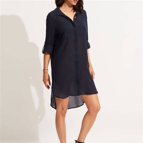 Crinkle Twill Beach Shirt Indigo Seafolly Us