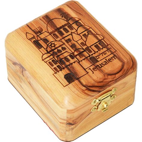 Jerusalem In Hebrew And English Wooden Box Made In Israel