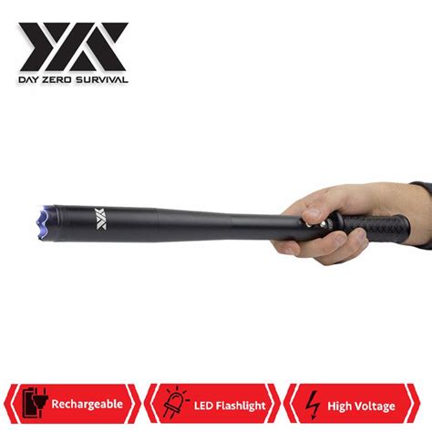 Dzs Tactical Led Self Defense Stun Gun Baton Rechargeable Q