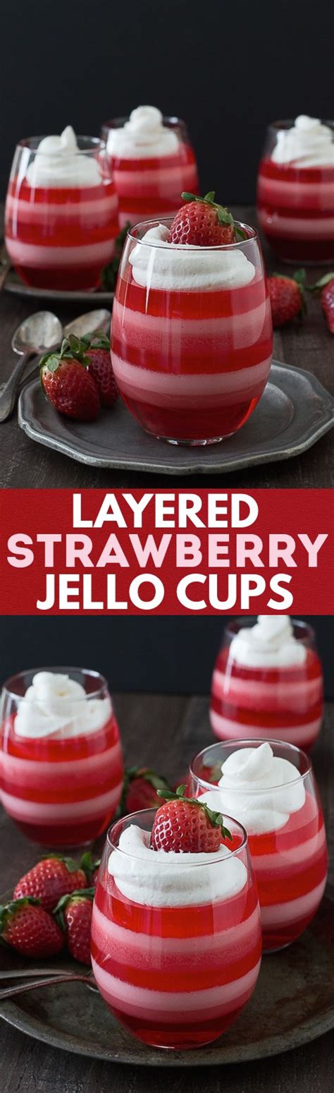 Layered Strawberry Jello Cups | The First Year