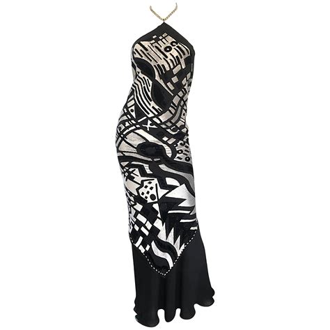 Melinda Eng Runway Sample Black Silver Silk Cut Out Velvet Rhinestone Gown At 1stdibs