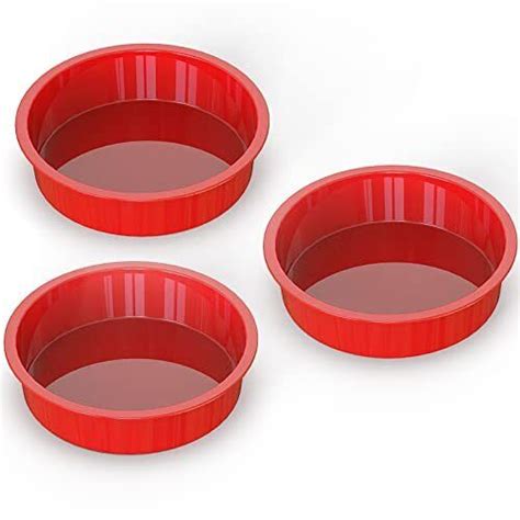 3 Pack 8 Inch Round Cake Pans Non Stick Silicone Cake Molds For