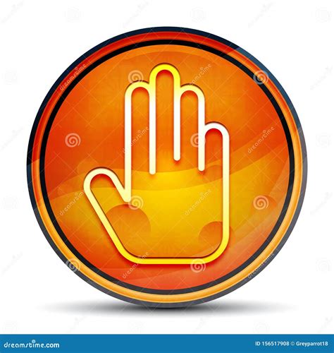 Stop Hand Icon Shiny Bright Orange Round Button Illustration Stock