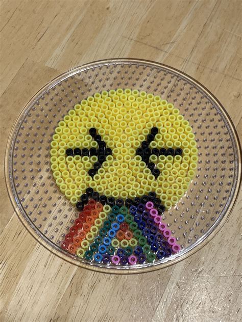 Perler Bead Emoji Rainbow Barf Perler Bead Emoji Perler Bead