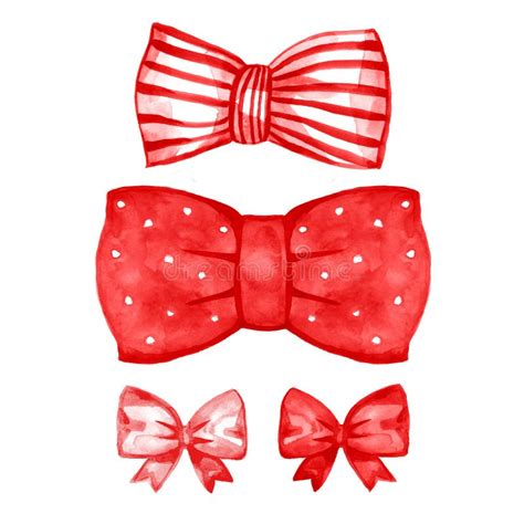 Watercolor Red Satin Bow Hand Painted Illustration Stock Illustration