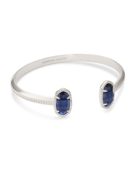 Elton Silver Cuff Bracelet In Navy Cats Eye Kendra Scott