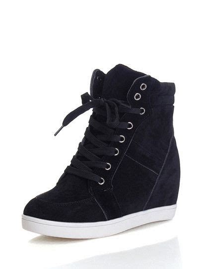 High Top Lace Up Wedge Sneakers Sheinsheinside Casual Shoes Wedge Heel Sneakers Casual