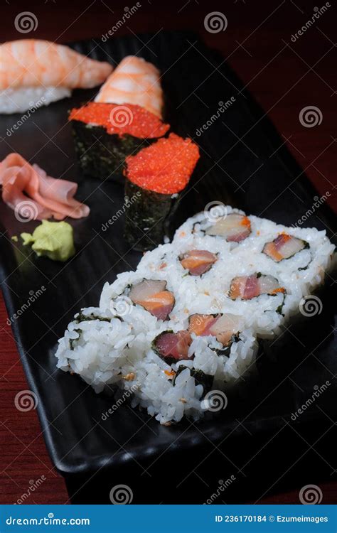 Japanese Tobiko Sushi Stock Photo Image Of Tasty Salmon 236170184