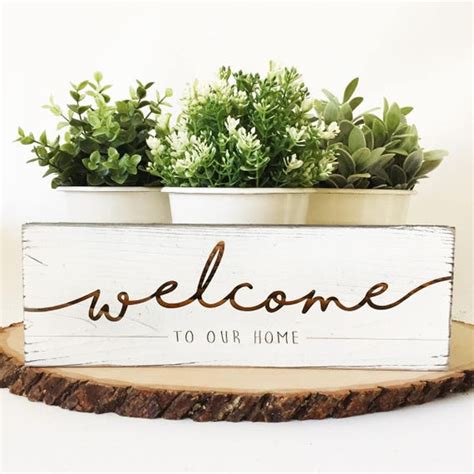 Rustic Engraved Welcome To Our Home Sign Etsy