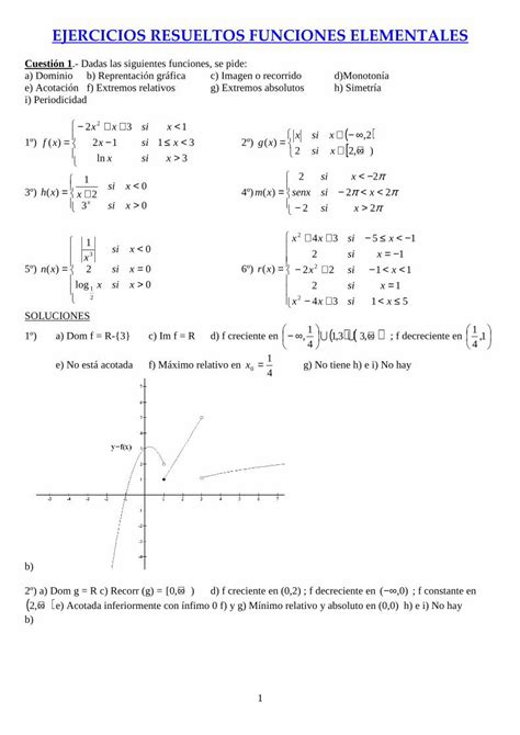 Pdf Ejercicios Resueltos Funciones Elementales Ejercicios Resueltos