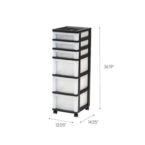 Iris 6 Drawers Black Rolling Plastic Storage Drawer Cart 36 56 In H X