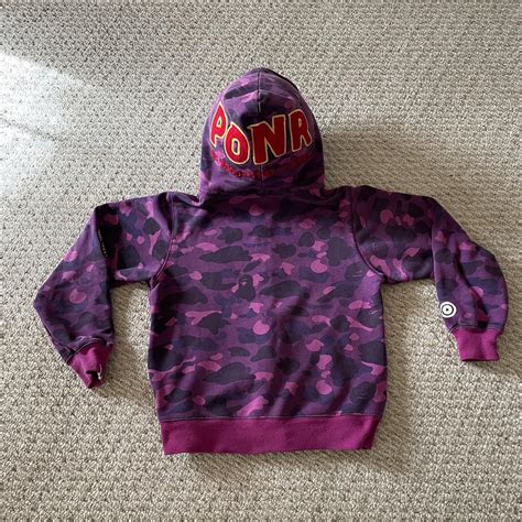 Purple camo Bape zip up hoodie size medium but fits... - Depop