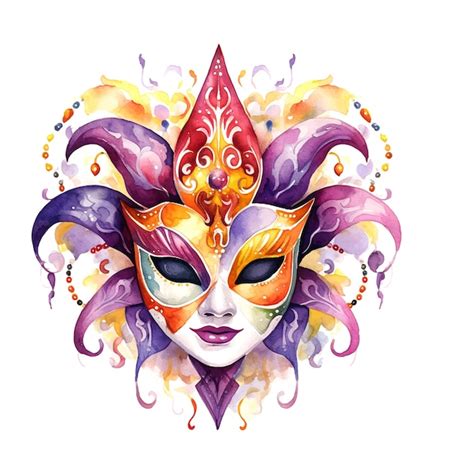 Mardi Gras Watercolor Carnival Mask Masquerade Face Festival Costume