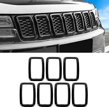 7PC Of Gloss Black Front Grill Rings Inserts Fits Jeep Grand Cherokee