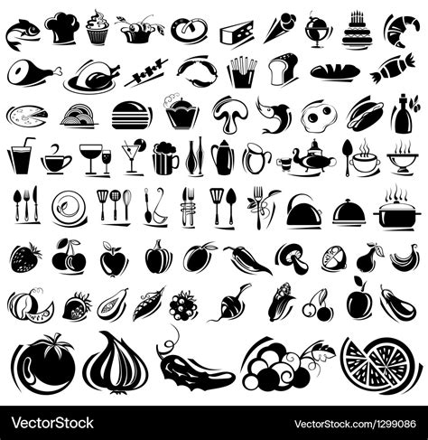 Black food icons Royalty Free Vector Image - VectorStock