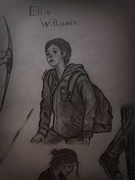 Sketches Of Ellie Williams From The Game Tlou Lekie Illustrations