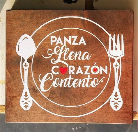 Spanish Kitchen Wood Sign Cocina Panza Llena Corazon Contento Wall Art