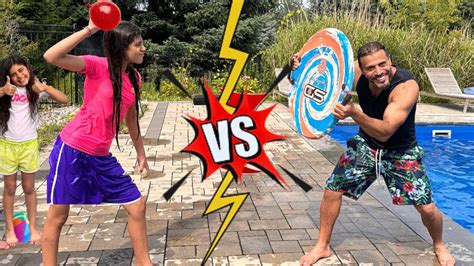 Deema And Sally Play Fun Water Games At Swimming Pool Vs Dad YouTube