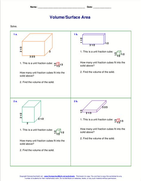 Surface Area To Volume Ratio Worksheet