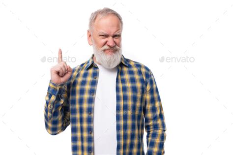 Well Groomed 60s Middle Aged Gray Haired Retired Man With A Mustache