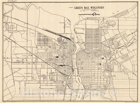 Map Green Bay Wisconsin 1950 Green Bay Wisconsin Antique Vintag Historic Pictoric