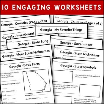 Georgia State Worksheets By Knowledge Box Central Tpt