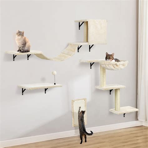 Amazon Modern Wall Mounted Cat Furniture 5pcs Cat Wall Shelves