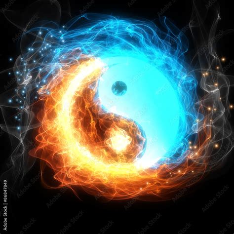 yin yang simbol, fire and ice Stock Illustration | Adobe Stock