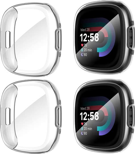 Lot de 4 coques de protection d écran Suoman pour Fitbit Sense 2 Versa