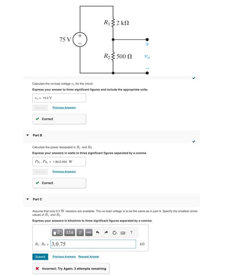 Solved Calculate The No Load Voltage Vo For The