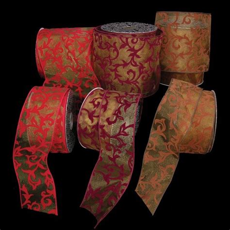 The Ribbon People Sheer Red And Gold Wired Craft Ribbon 2 5 X 20 Yards