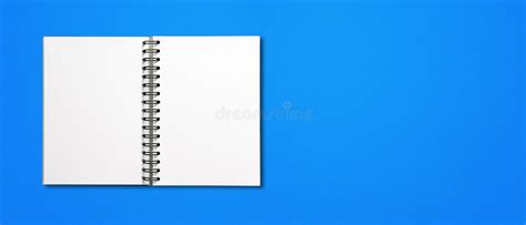 Blank Open Spiral Notebook Isolated On Blue Banner Stock Image Image