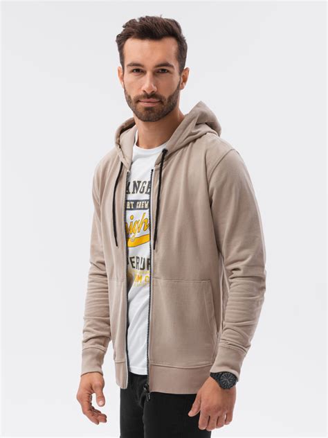 Men S Zip Up Sweatshirt Beige B Modone Wholesale Clothing For Men