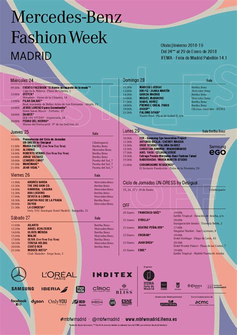 Calendario Mercedes Benz Fashion Week Madrid VAS Magazine