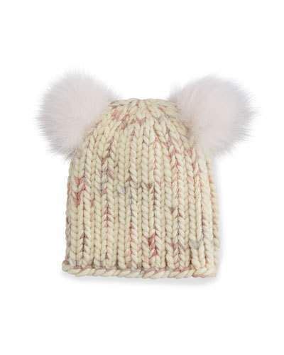 Eugenia Kim Mimi Knit Hat With Fur Pom Poms