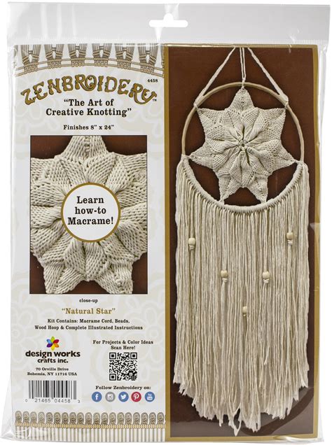 Design Works Zenbroidery Macrame Wall Hanging Kit X Natural Star