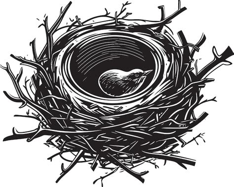 Premium Vector Black Vector Bird Nest A Monochrome Sanctuary