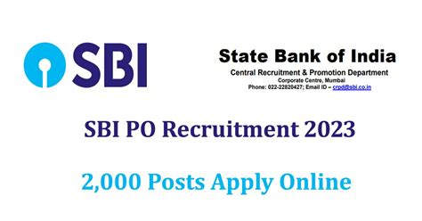 Sbi Po Recruitment Notification For Posts Apply Online Form