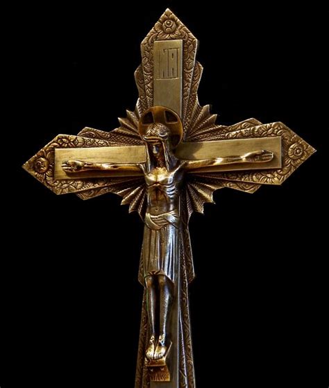 Beautiful S Art Deco Bronze Wall Cross Crucifix Ebay