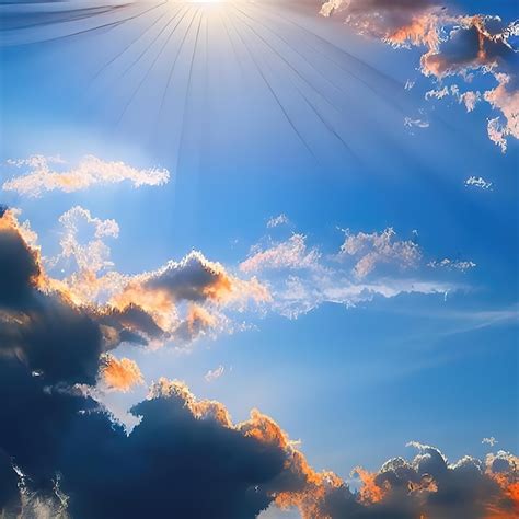 Premium Photo Beautiful Sky With Clouds And Sunrays Illustration