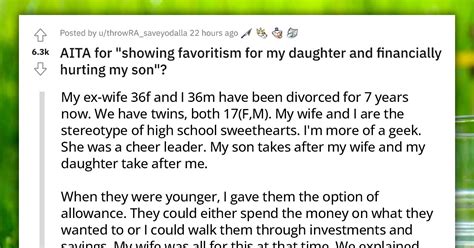 Man Wants To Know If He S Wrong For Showing Favoritism To His Daughter And Financially Hurting