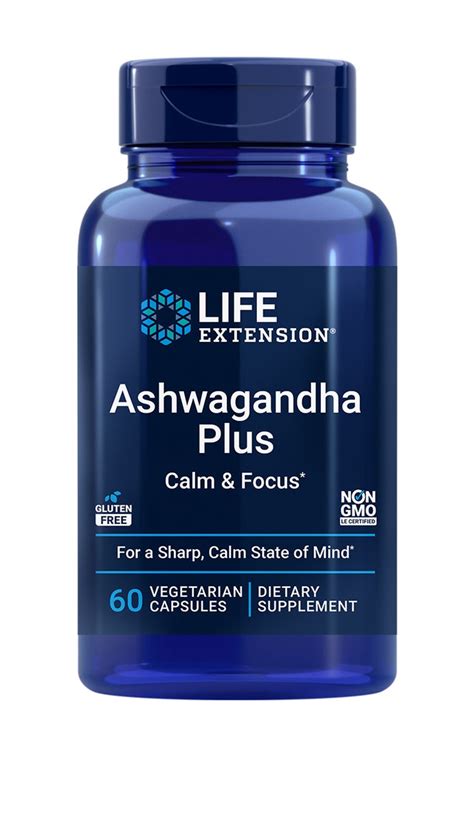 Life Extension Ashwagandha Plus Calm And Focus 60 Vegetarian Capsules