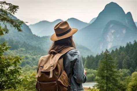 Wanderlust Journey Mujer Viajera Aventurera Con Mochila Y Sombrero