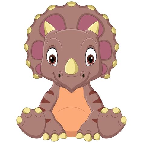 Premium Vector Cartoon Baby Triceratops Dinosaur Sitting